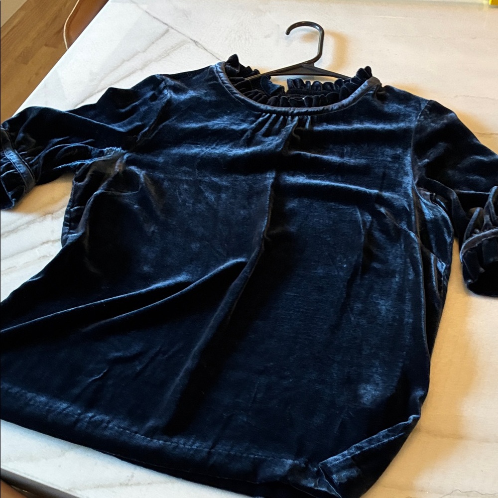 Boden Velvet Ruffle Neck Top